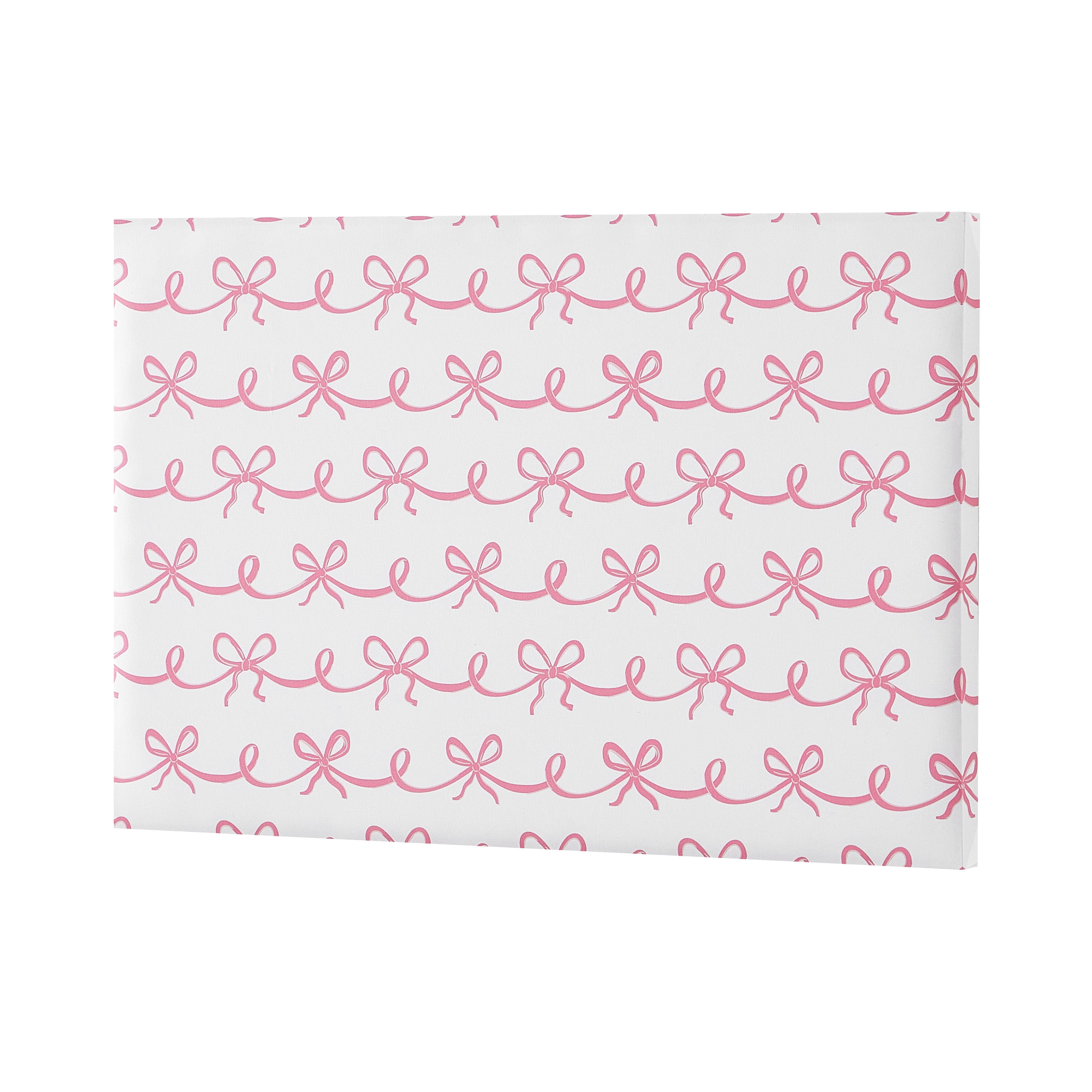 Urban Shop Dorm Bulletin Board, 24" x 16", Pink, Ribbon Print, Decorative Bow & Pearl Push Pins Included