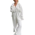 thumbnail image 4 of Biekopu Women Two-piece Pants Suit, Solid Color Long Sleeve Blouse and Straight Fit Trousers, 4 of 9