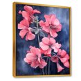 thumbnail image 2 of Designart "Minimal Expression Of Geraniums: Blue And Pink" Geraniums Floater Framed Wall Art Living Room, 2 of 5