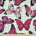 thumbnail image 2 of Ambesonne Pink and White Fabric by the Yard Microfiber, Tender Butterflies, 3 Yards, Magenta and Hot Pink, 2 of 4