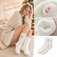 thumbnail image 3 of Women Christmas Fuzzy Embroidered Crew Socks, Soft Fluffy Warm Holiday Sleeping Socks, Cozy Thermal Indoor Socks, Festive Gift Socks for Ladies E, 3 of 5