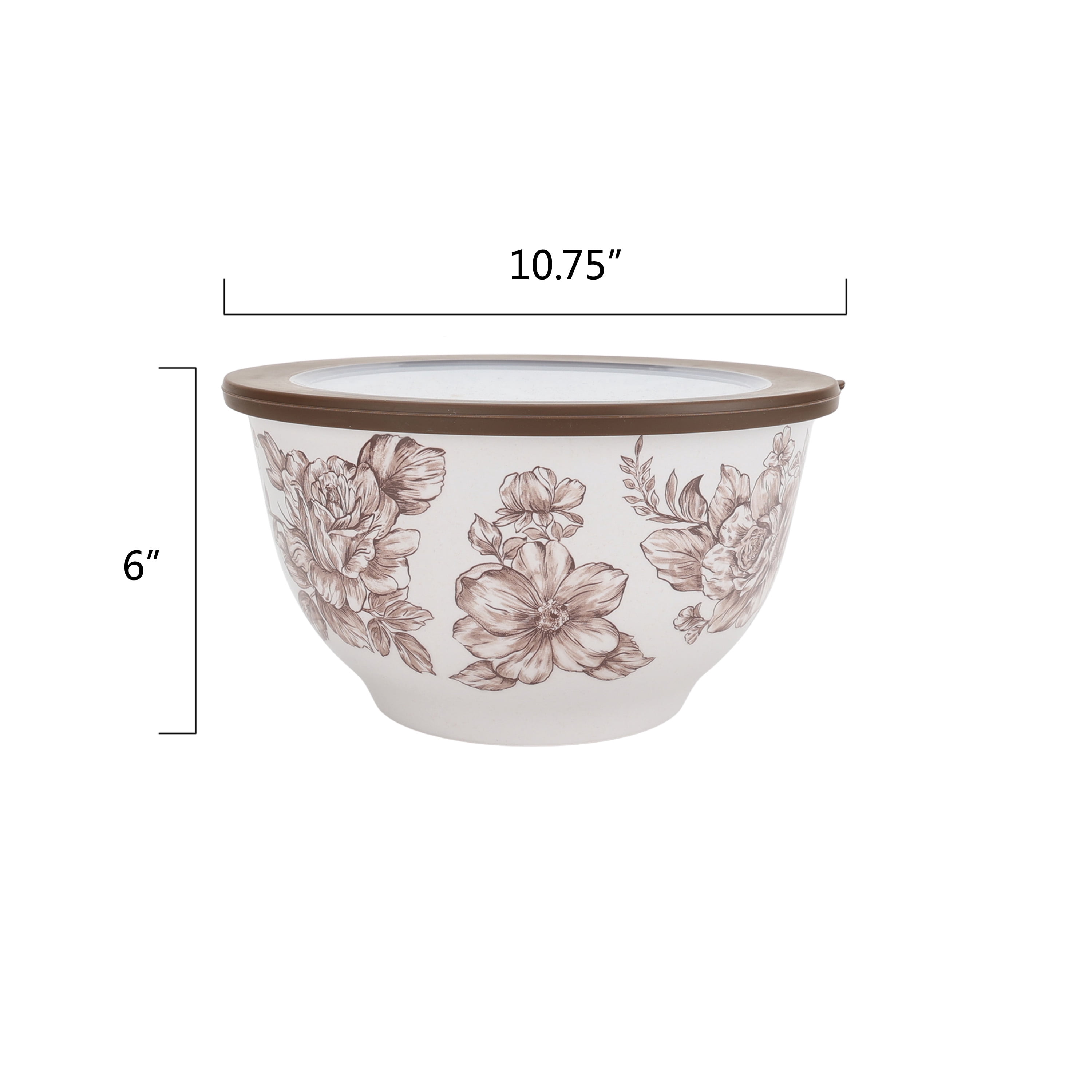 The Pioneer Woman Agatha Brown Bamboo Melamine 10-Piece Nesting Mixing Bowl Set