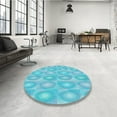 thumbnail image 4 of Ahgly Company Machine Washable Indoor Rectangle Transitional Bright Turquoise Blue Area Rugs, 3' x 5', 4 of 7