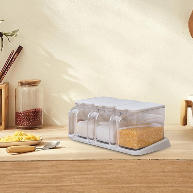 Caja transparente para condimentos Macarena tarro de especias 3 rejillas