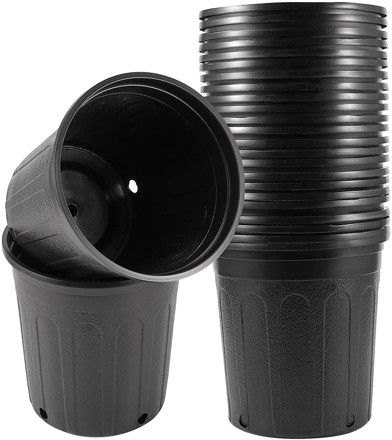 ZEONHAK 25 Pack 1 Gallon Flexible Plant Nursery Pots Black Plastic zeonhak-25-pack-1-gallon-flexible-plant-nursery-pots-black-plastic