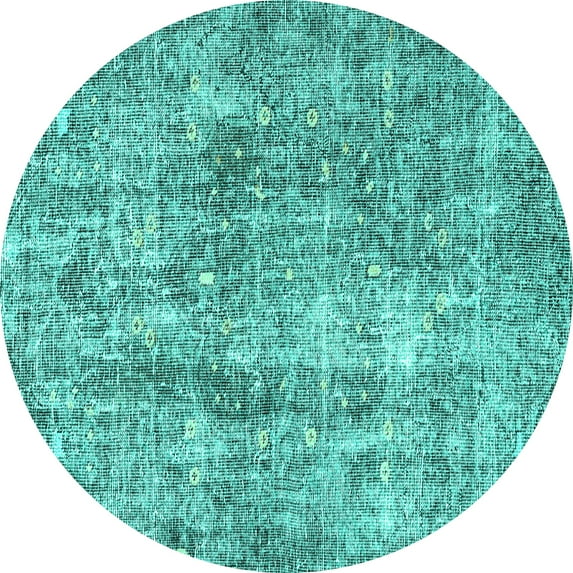 Ahgly Company Machine Washable Indoor Round Persian Turquoise Blue Traditional Area Rugs, 8' Round