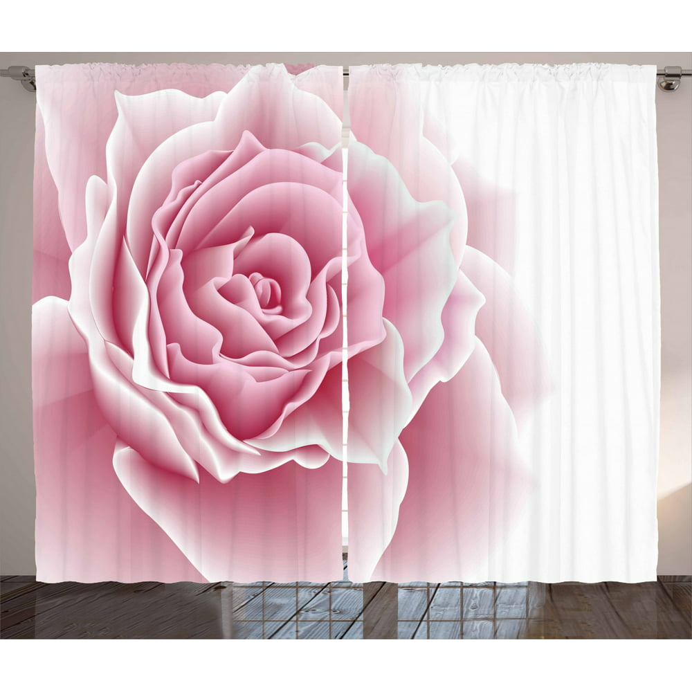 Light Pink Curtains 2 Panels Set, Romantic Rose Petals Beauty Bouquet ...