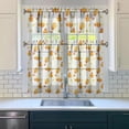 thumbnail image 3 of Bumble Bee Print Kitchen Curtains Set - 3 Piece Honeycomb Design, Semi-Sheer Tier Curtains with Valance, Farmhouse Window Panels, Cute Gift for Bee Enthusiasts, 3 of 5