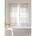 thumbnail image 3 of Gray Beige Stripe Tier Curtains 45 Inch Length,Sheer Curtains for Bedroom Living Room Window Modern Art Horizontal Striped Rod Pocket Drapes Kitchen Curtains Small Half Window 27.5"x45" 2 Panels, 3 of 6