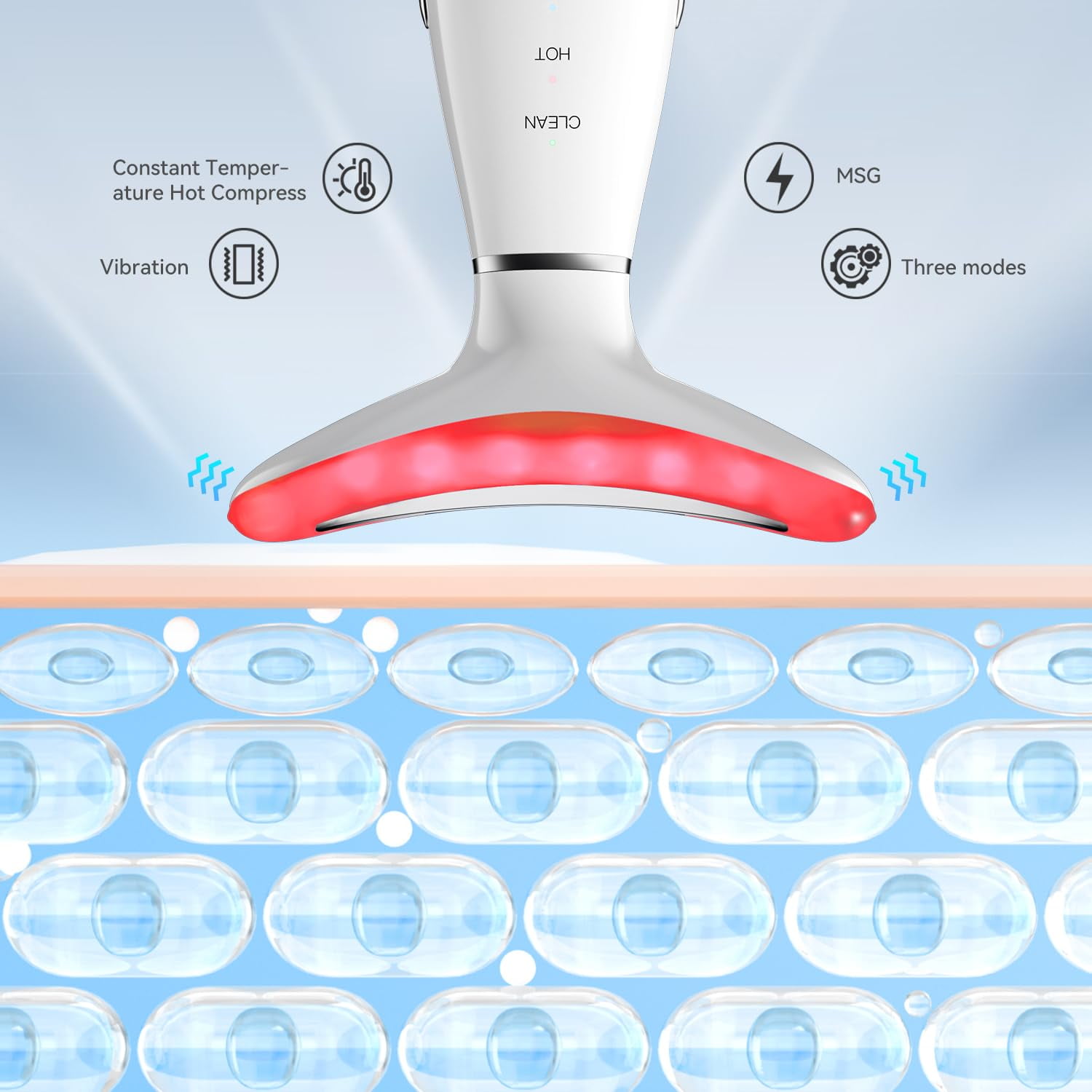 Balomy Face and Neck Massager Light Therapy, 3 Colour Modes and Vibration Facial Massager, Face Sculpting Tool for Double Chin and Skin Care (White)