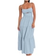 thumbnail image 2 of Chbgutlmr Cami Dress for Women Sleeveless Spaghetti Strap Cut out Square Neck Ruffled Maxi Dresses Casual Summer Vacation Sundress, 2 of 8
