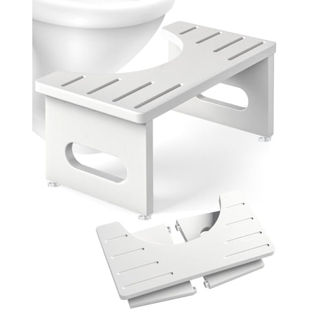 Foldable Toilet Stool, 7.5 Inches Bamboo Toilet Stool Squat for Adults, Collapsible Poop Stool for Bathroom, Potty Step Stool with Non-Slip Strip