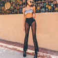 thumbnail image 4 of Vintage light and thin mesh perspective long pants, vintage makeup pants, 4 of 5