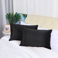 thumbnail image 2 of Unique Bargains Pillow Covers Silky Satin Zipper Pillowcases Set of 2 Black 14" x 20", 2 of 7