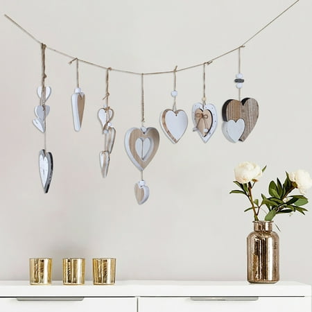 

Fogcroll Nice-looking Heart Pendant Romantic Wood DIY Crafts Hanging Heart Decor Party Supplies