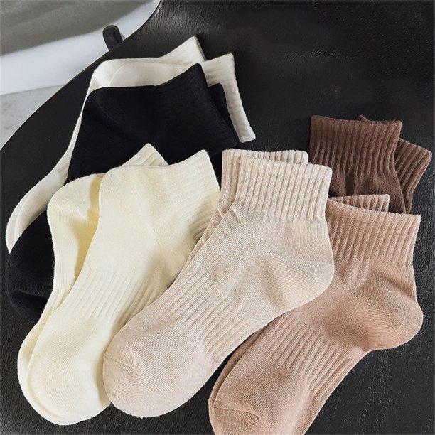 1Pair Women Short Socks Autumn and Winter Warm Thickened Cotton Breathable Ankle Middle Tube Solid Color Harajuku Fashion Socks