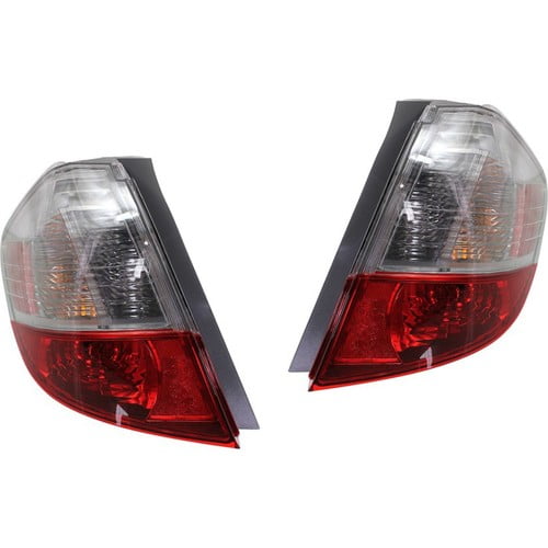 Halogen Tail Light Set For 2009-2013 Honda Fit Clear & Red Lens w/ Bulbs 2Pcs
