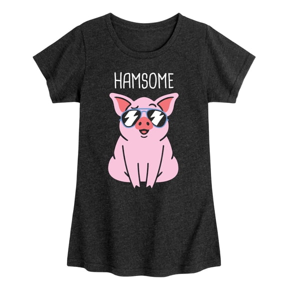 Instant Message - Hamsome Pig Fitted Short Sleeve Graphic T-Shirt