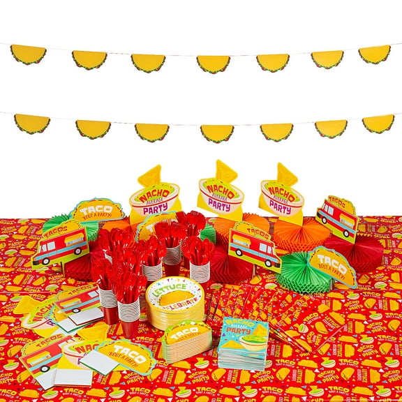 Fun Express 614 Pieces Taco Party Tableware Kit for 96 Guests