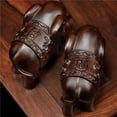 thumbnail image 3 of Ebony solid wood carved elephant figurines, a pair of auspicious ornaments for home living rooms, used to fill in missing corners and decorate., 3 of 4