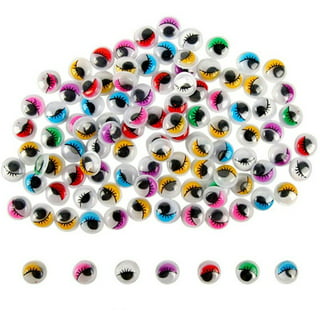 Yirtree 50pcs 15mm Plastic Wiggle Eyes with Eyelashes Googly Eyes Self Adhesive Assorted Colors Craft Stickers Eyes for DIY Arts Scrapbooking