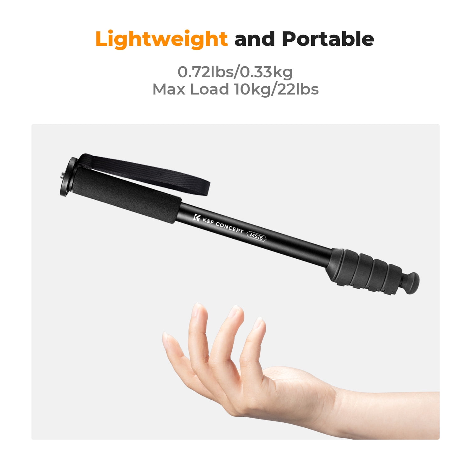 K&F CONCEPT Portable Aluminum 63” Camera Tripod Monopod for Cellphones Video Recording, 22lb/10Kg Load Compact Travel Tripod with 1/4" and 3/8" Dual Screw for DSLR Cameras