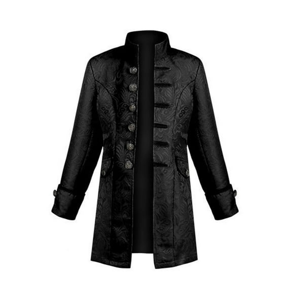 Fesfesfes Boys Royal Style Blazer Jacket Long Sleeve Stand Collar Casual Coat for Children Pullover Long Sleeve Print Zipper Cute Stand Collar Casual Party Coat(Black#1,10-11 Years)