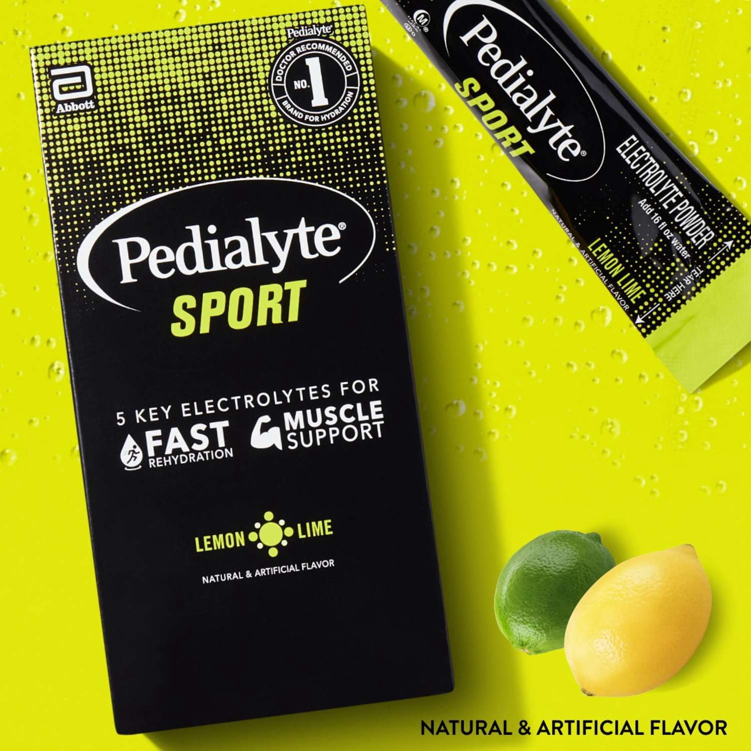 (2 pack) Pedialyte Sport Electrolyte Powder, Lemon Lime, 6 Powder Packets