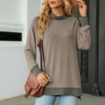 thumbnail image 5 of Lenpel Women's Long Sleeve Tunic Tops Turtleneck Side Split Soft Casual Pullover Tops Fall Fashion Sweatshirts, 5 of 7