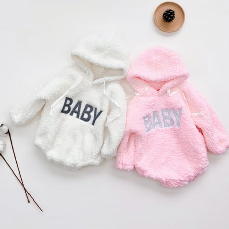 

Actoyo Baby Girl Boy Toddler Fuzzy Hooded Romper Jumpsuit Bodysuit Winter Outfit Clothes