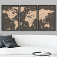 thumbnail image 2 of wall26 Framed Canvas Print Wall Art Set Retro Vintage Antique Sepia World Map Global Country Illustrations Modern Art International Educational for Living Room, Bedroom, Office - 16"x24"x3, 2 of 5