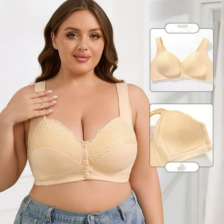 Xunlbb Up to 50% off Wireless Bra for Women Plus Size Women Leopard-Print Front Buckles Underwear No Steel Close Bra(Beige 50D)