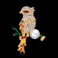 thumbnail image 3 of Pin de cuello de sopa con broche de pájaro de cristal de pájaro animal verde Zulema Animal Bird Brooch, 3 of 8