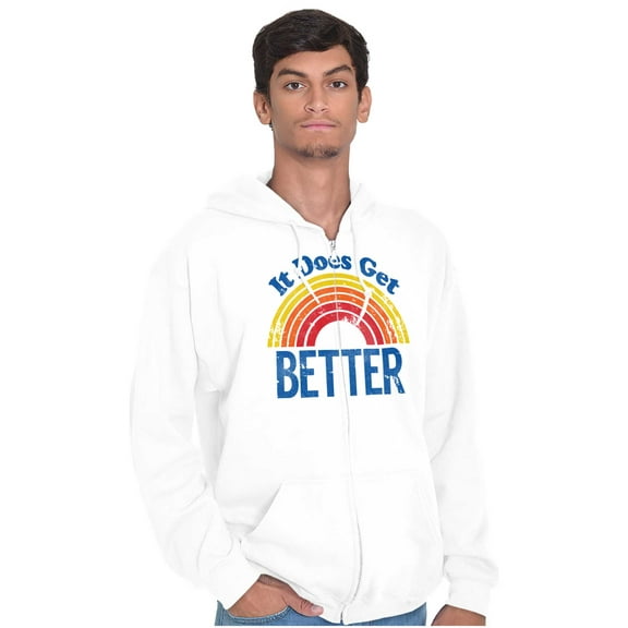 It Does Get Better Motivational LGBTQ Zip Up Hoodie Men's Women's Brisco Brands S