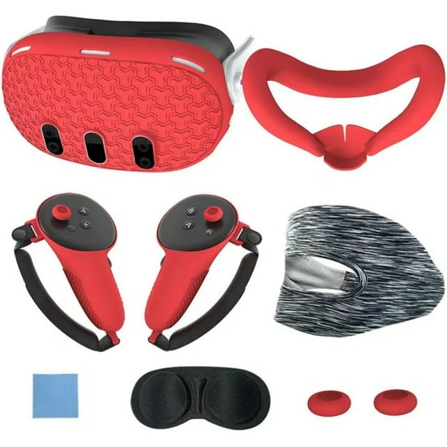 Ensemble d'Accessoires VR pour Meta Quest 3, Comprend 7 Pcs : Couvre-Visage Protecteur, Poignées de Manette, Couvre-Casque, Protecteur d'Objectif et Couvre-Coquille