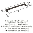 thumbnail image 6 of Amerock Merced 8-13/16 inch (224mm) Center-to-Center Oil-Rubbed Bronze Cabinet Pull, 6 of 7