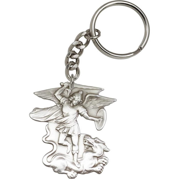 Antique Silver St. Michael the Archangel Keychain