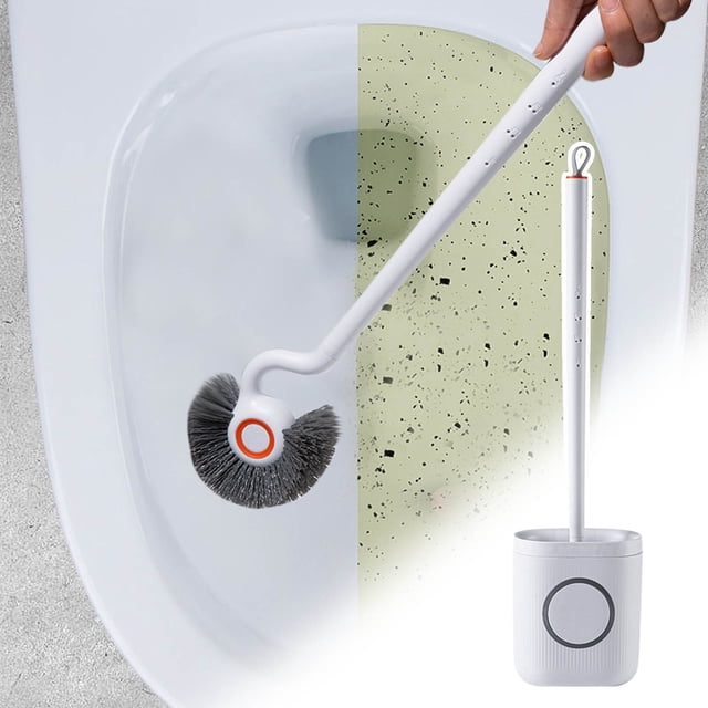 Juego De Cepillo De Inodoro De Pared, Cepillo De Limpieza De Plástico Con Base Para Baño, Blanco