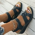 thumbnail image 6 of LOVZFMLL Wedge Sandals for Women Hollow Open Toe Ankle Strap Comfort Walking Summer Shoes Casual Outdoor Fashion Footwear for Beach Vacation Travel Navy 7.5, 6 of 8