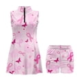 thumbnail image 3 of Yuyamidu Ribbon Womens Golf Dress Casual Womens Golf Outfit with Shorts Pockets Workout Exercise Athletic Dress Size XS A-Line Workout Dresses, 3 of 7