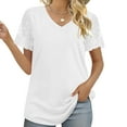 thumbnail image 7 of iHengLiXing Summer Tops for Womens Dressy Casual Fashion Woman Casual-Neck Vintage Solid Mesh Blouse Short Sleeve T-Shirt Summer White XXL, 7 of 7