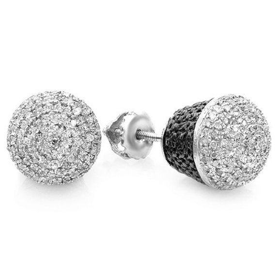 Dazzlingrock Collection 1.00 Carat (ctw) Round White Diamond Ladies Cluster Stud Earrings 1 CT, Sterling Silver