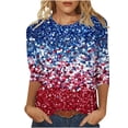 thumbnail image 2 of Cavosen American Flag Shirt Women Patriotic 3/4 Sleeve Crew Neck Tops USA Star Striped Print T Shirts Lady XL Independence Day Casual Shirts Funny 4th of July Tunic Tees 2025 Patriotic Outfits, 2 of 5