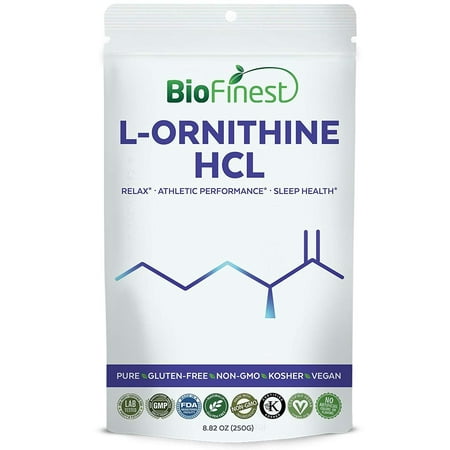 Biofinest L-Ornithine HCL Powder 800mg - Pure Gluten-Free Non-GMO Kosher Vegan Friendly - Supplement for Relax, Sleep Health, Athletic Performance, Healthy Blood Flow