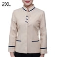 thumbnail image 2 of Uniformes de limpieza Mangas largas Prácticas Chaqueta Práctica Enrutamiento Neat Ruta Cómoda Superior Supple Ropa para Hoteles Restaurantes Beige XXL Noticed LF000334-03, 2 of 7