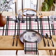 thumbnail image 3 of Table Runner Pink Buffalo Plaid Table Decoration for Kitchen Dinning Black Check Stripe Table Decoration for Indoor Outdoor Party Wedding Decor 13x90inch, 3 of 7