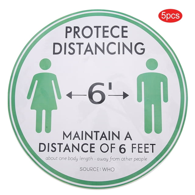 5pcs / Bag Store Hospital Distance Warning Floor Sticker Safety Distance Sign Decal Round#3