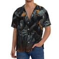thumbnail image 3 of Honeii 's Full Moon Black Dragon for men's short-sleeved button-up collared shirt featuring a pocket, perfect for beach vacations, and travel adventures., 3 of 5