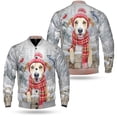 thumbnail image 3 of Playful Whippet Welcomes Winter Snowy Day with Cardinal Bird All Over Print 3D Baseball Jacket Dog Lover Bomber Jacket Softball - 12017, 3 of 6