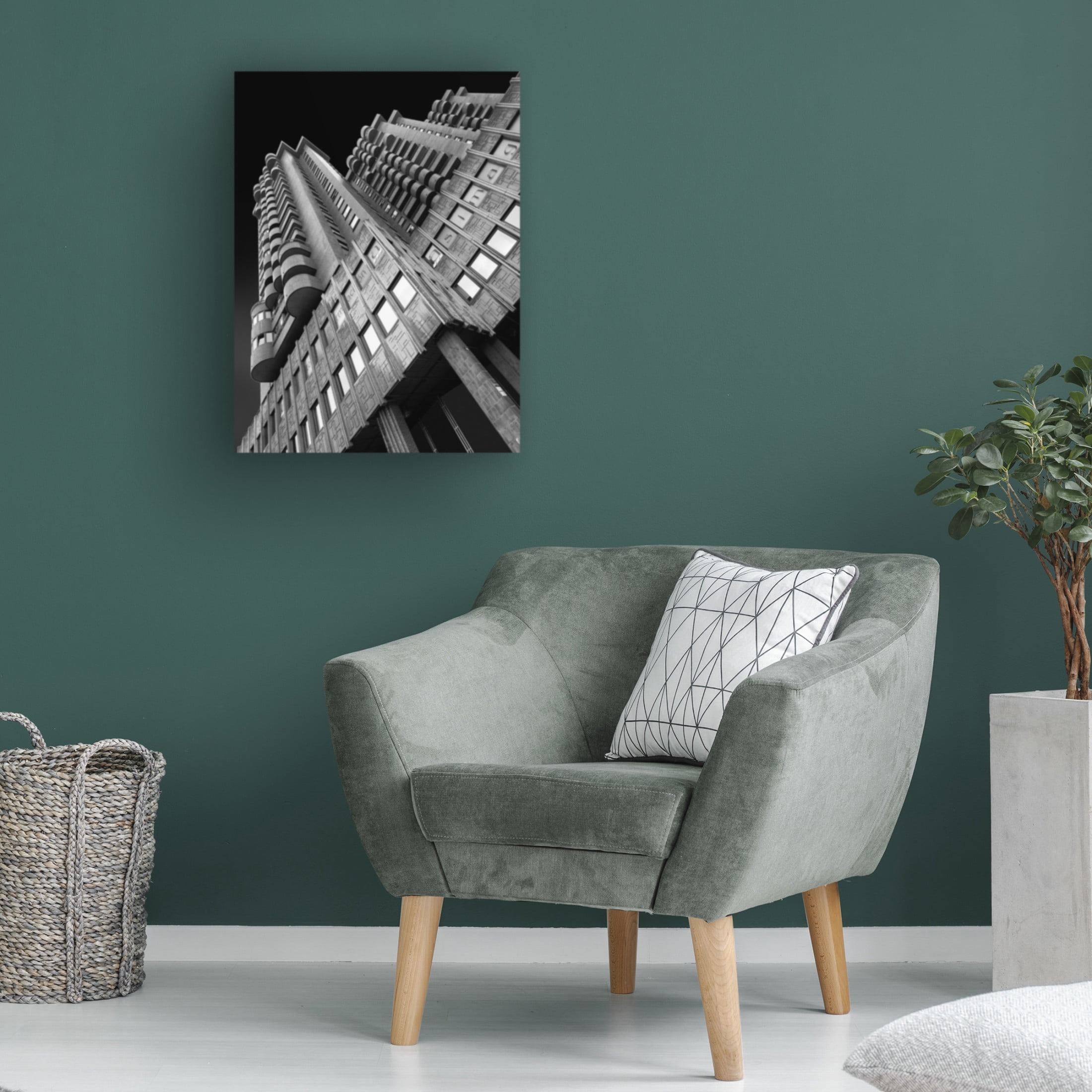 Canvas Wall Art - Peru Serra 'Plaza Building' Wall Art for Living Room, Bedroom, or Office Décor by Trademark Fine Art - 18 x 24 Inches